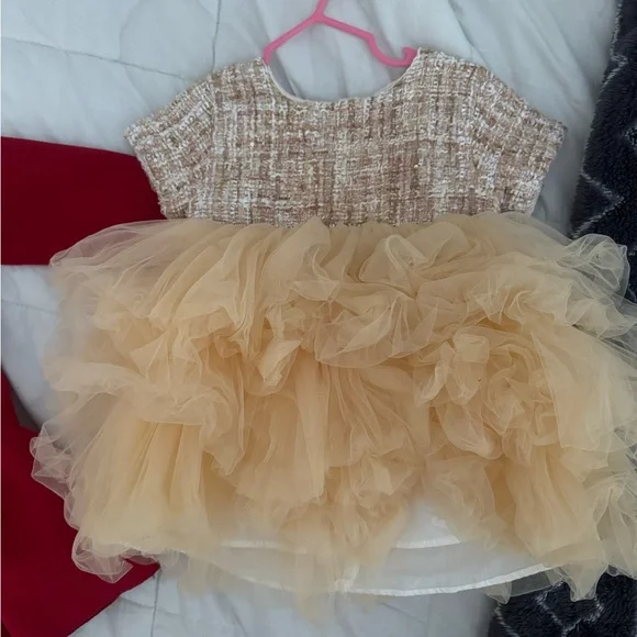 Charming Red and Cream Kids Dress Set - Picture 2 of 3